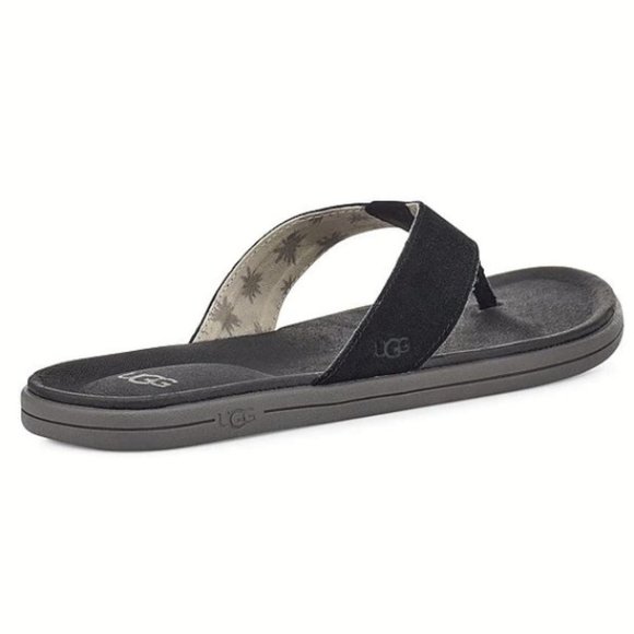 NEW UGG Size 13 Men's Brookside Suede Flip Flops - Black - Picture 3 of 6